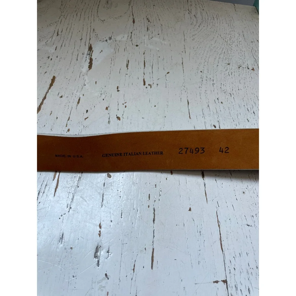 Patrick James Mens Navy Blue Suede Italian Leather Belt Made in USA Size 42